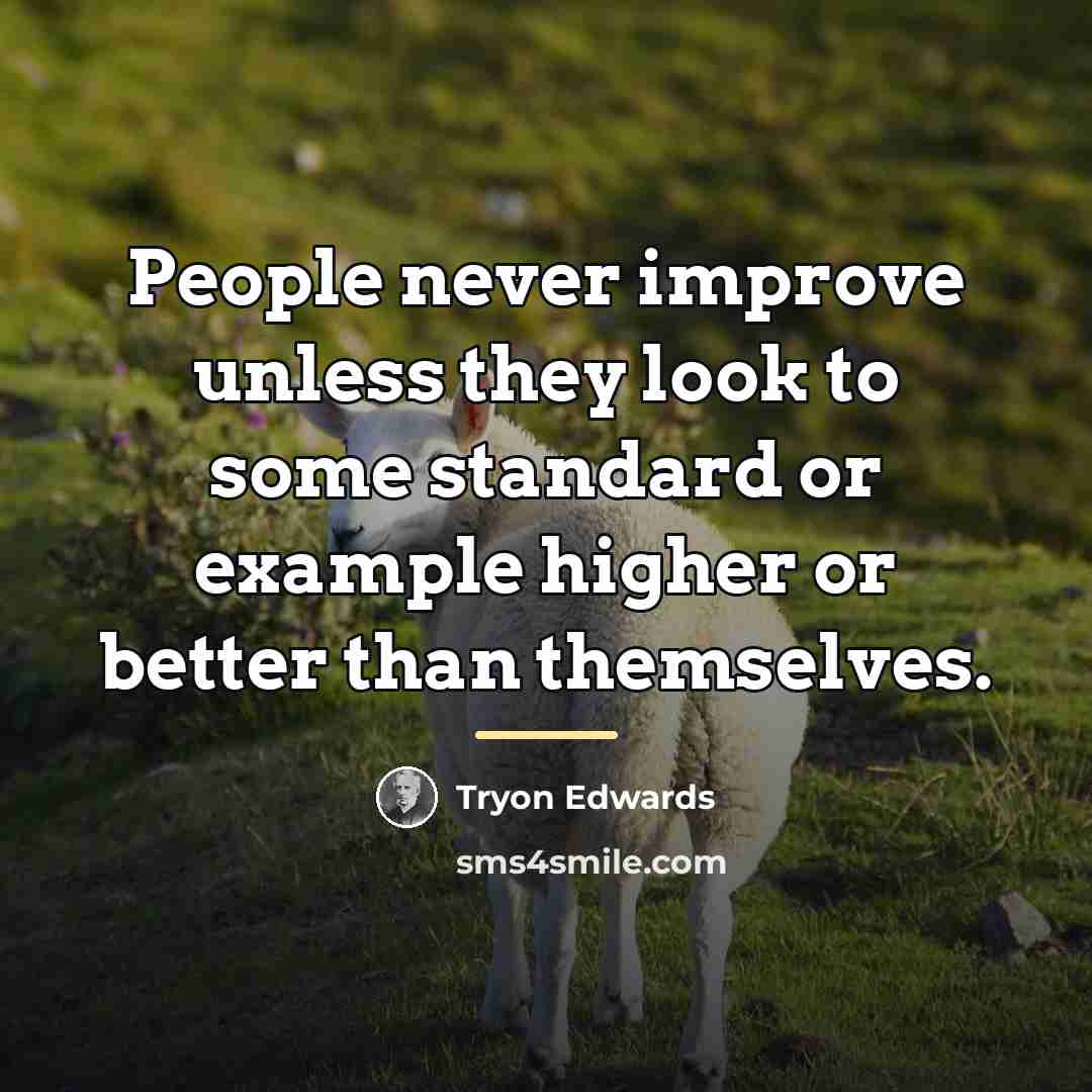 “People never improve unless they look to some standard or…” quote by Tryon Edwards