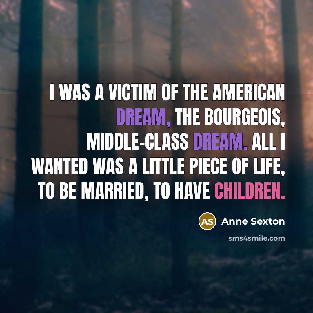 “I was a victim of the American Dream, the bourgeois,…” quote by Anne Sexton