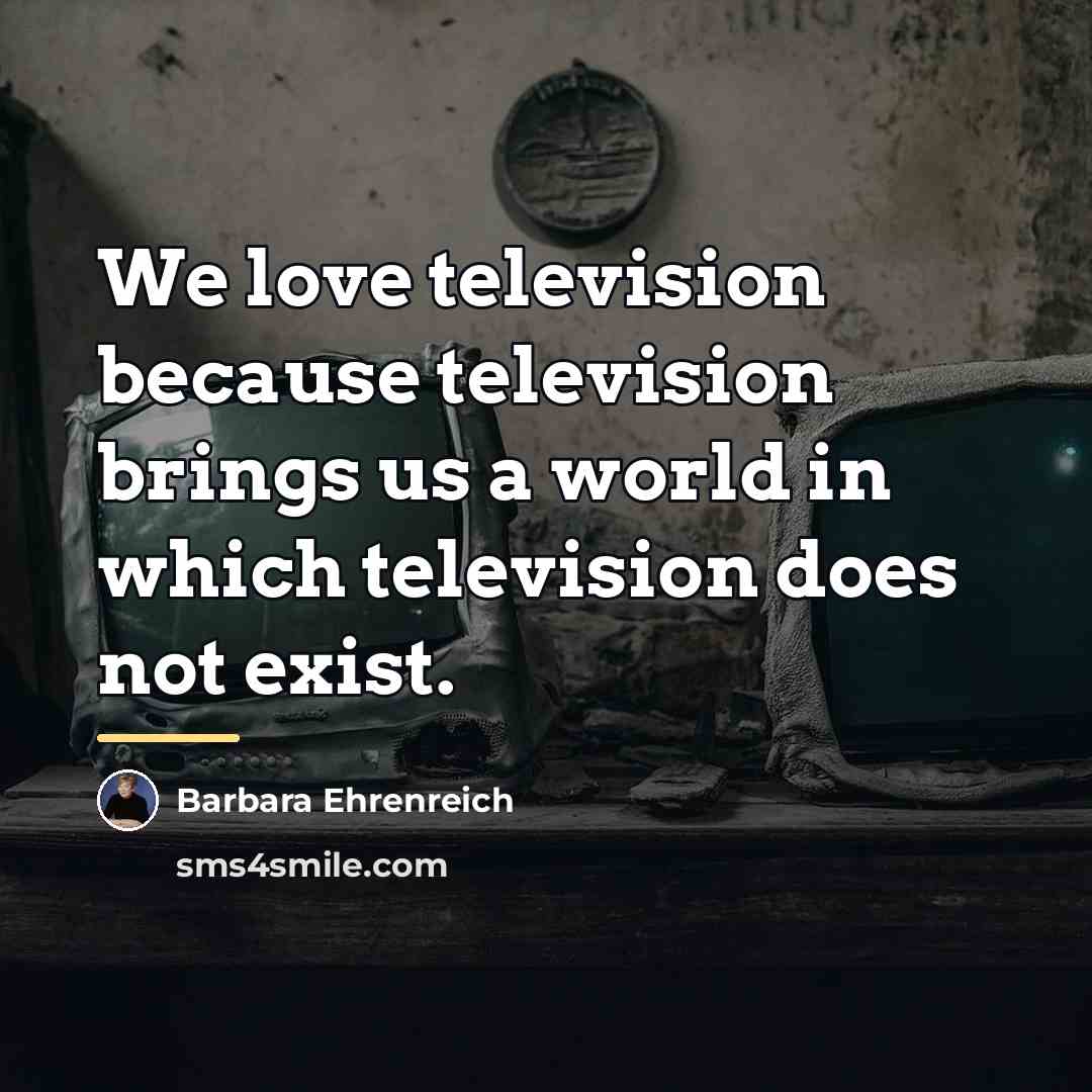 “We love television because television brings us a world in…” quote by Barbara Ehrenreich