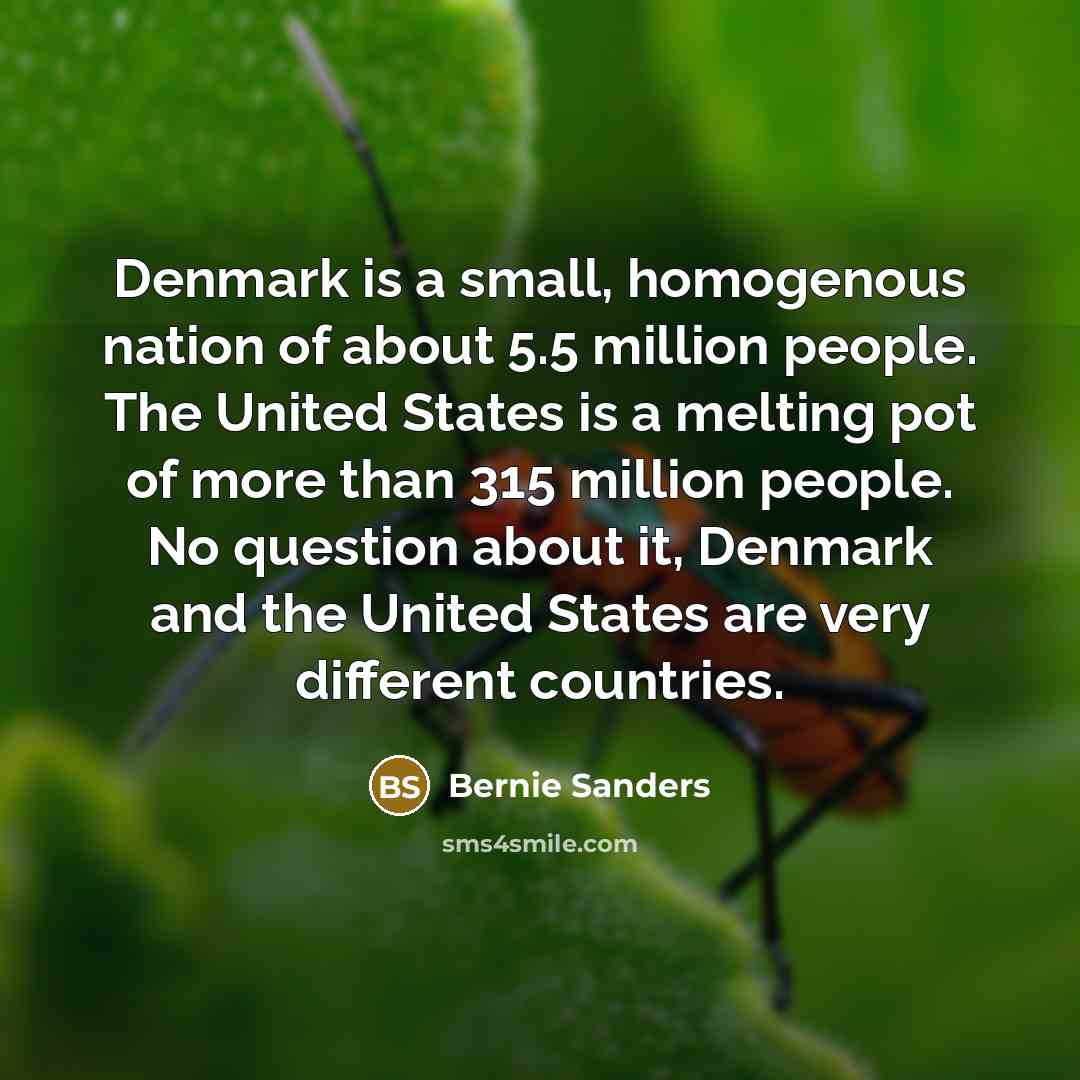 “Denmark is a small, homogenous nation of about 5.5 million…” quote by Bernie Sanders