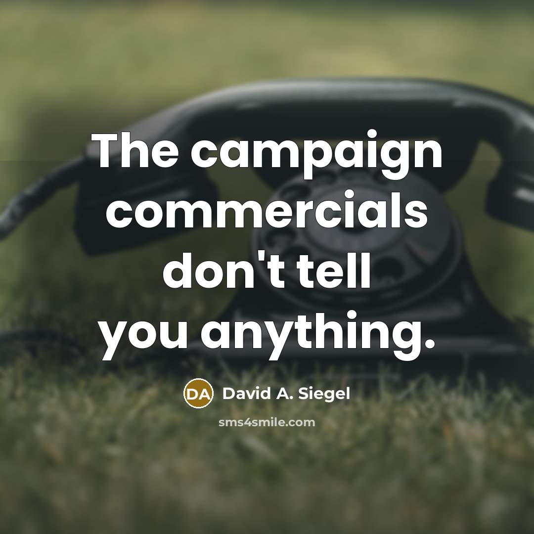 “The campaign commercials don't tell you anything.…” quote by David A. Siegel
