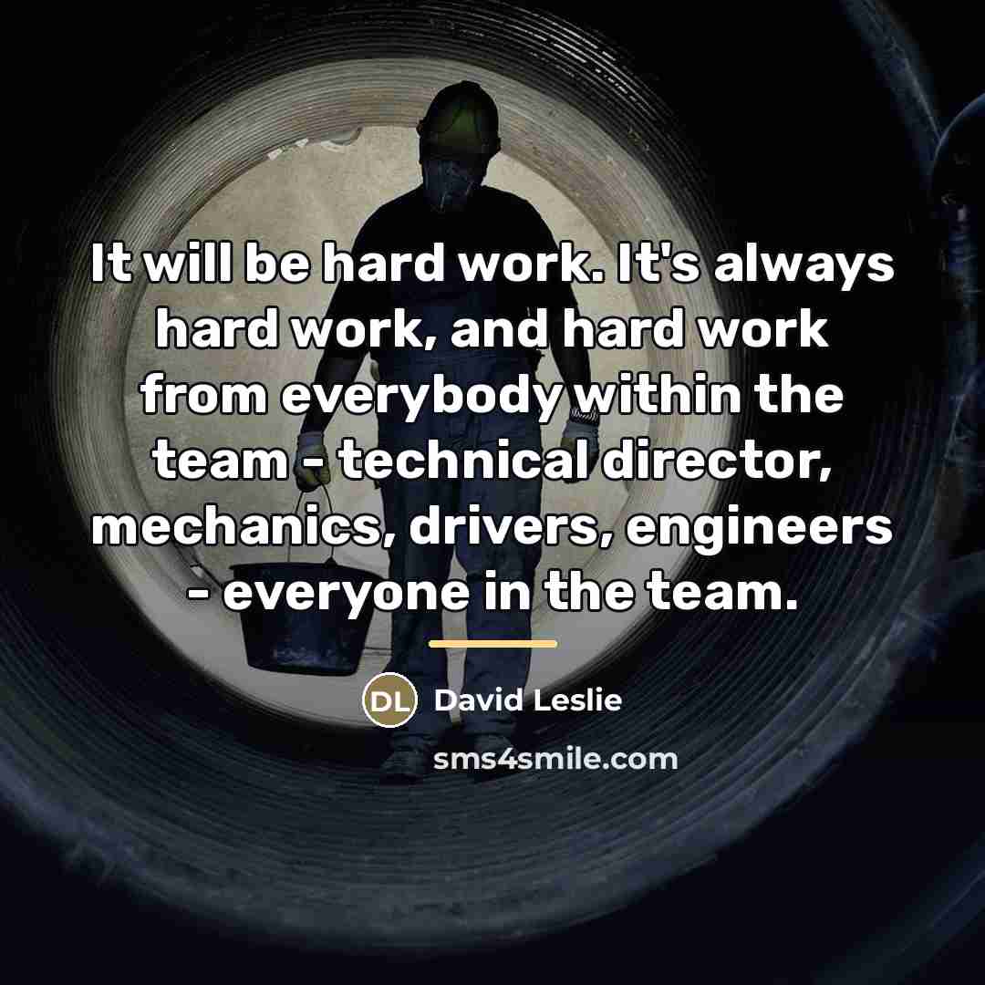 “It will be hard work. It's always hard work, and…” quote by David Leslie