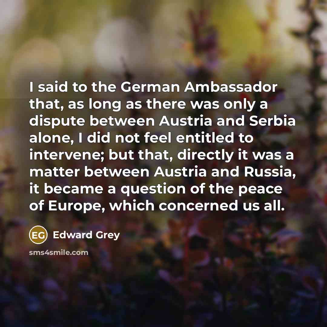 “I said to the German Ambassador that, as long as…” quote by Edward Grey