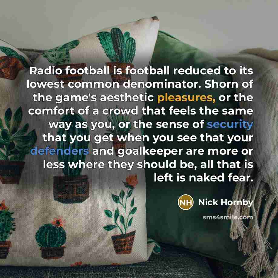 “Radio football is football reduced to its lowest common denominator.…” quote by Nick Hornby