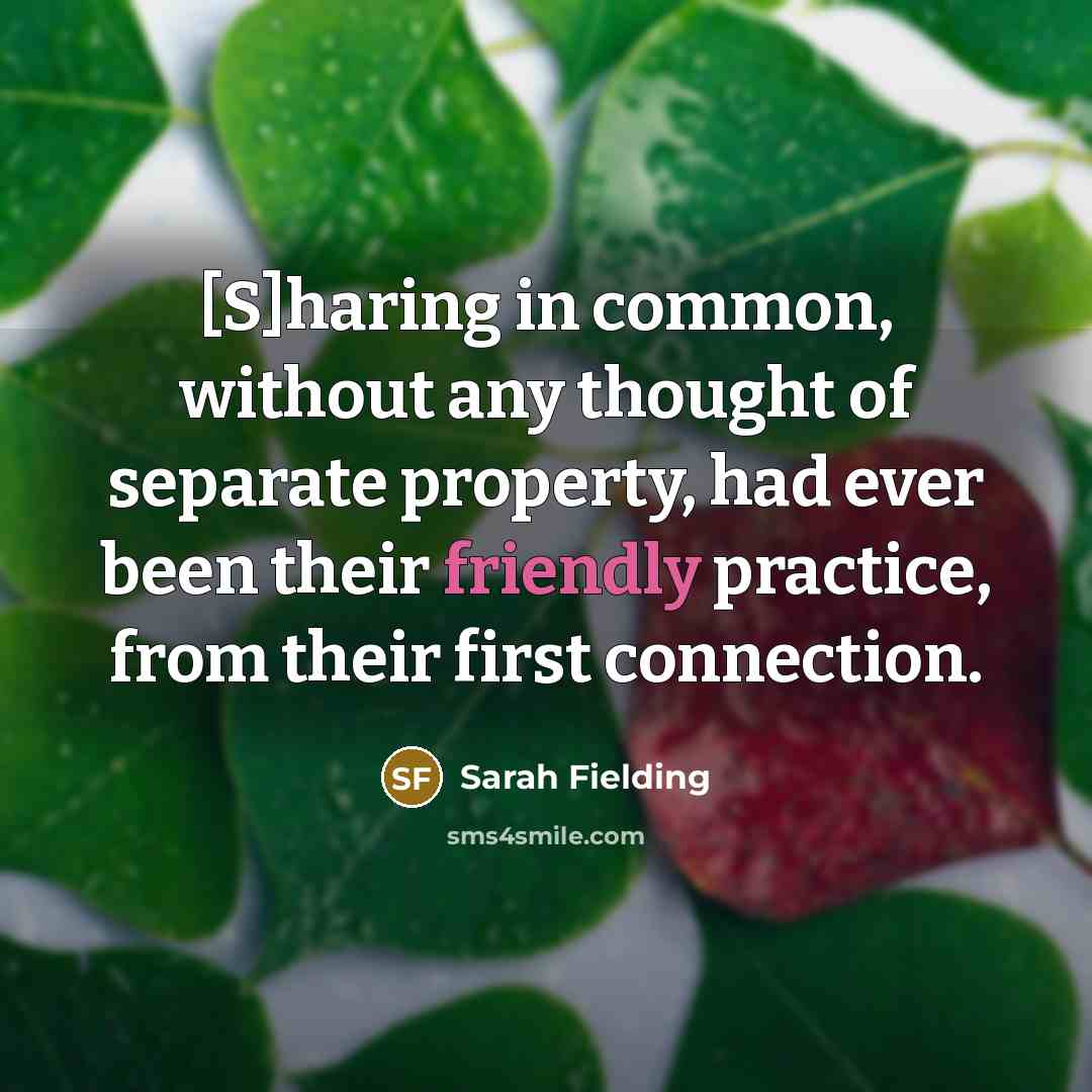 “[S]haring in common, without any thought of separate property, had…” quote by Sarah Fielding
