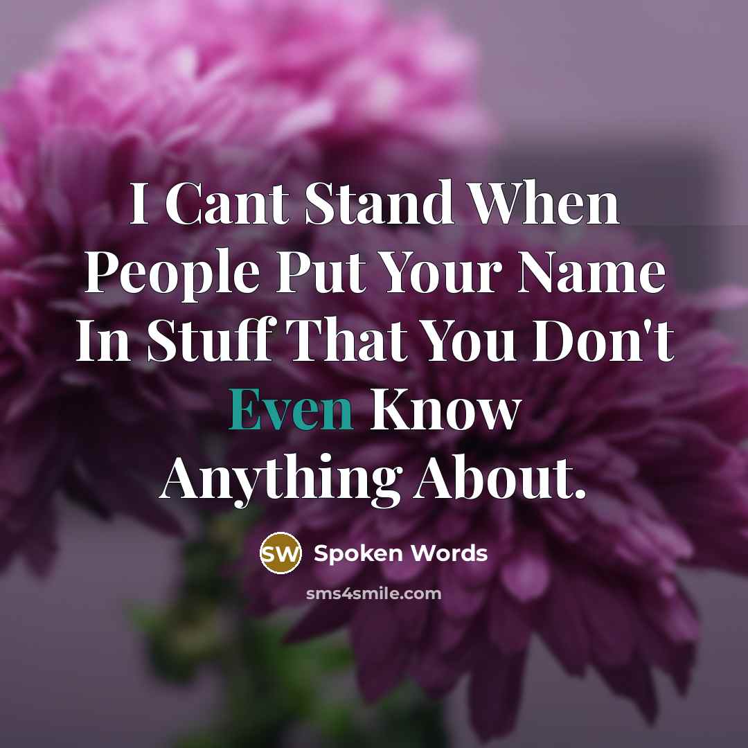 “I Cant Stand When People Put Your Name In Stuff…” quote by Spoken Words
