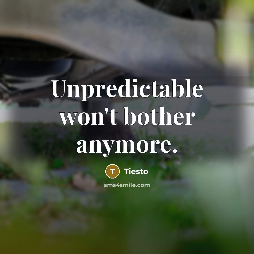“Unpredictable won't bother anymore.” quote by Tiesto
