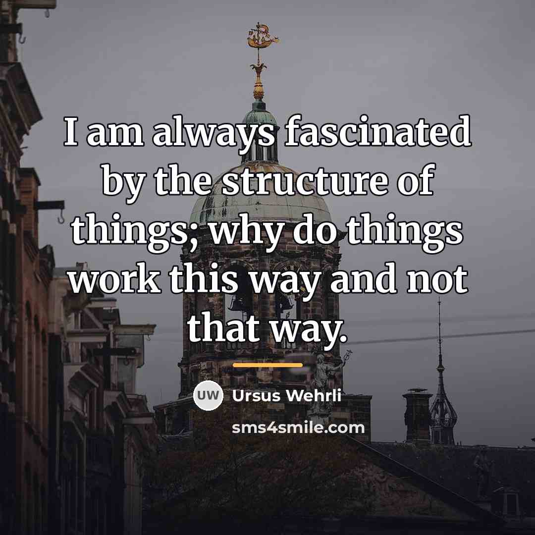 “I am always fascinated by the structure of things; why…” quote by Ursus Wehrli