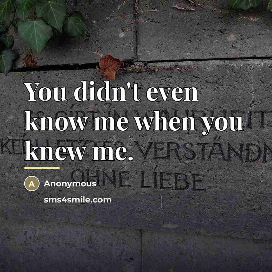 “You didn't even know me when you knew me.…” quote by Anonymous