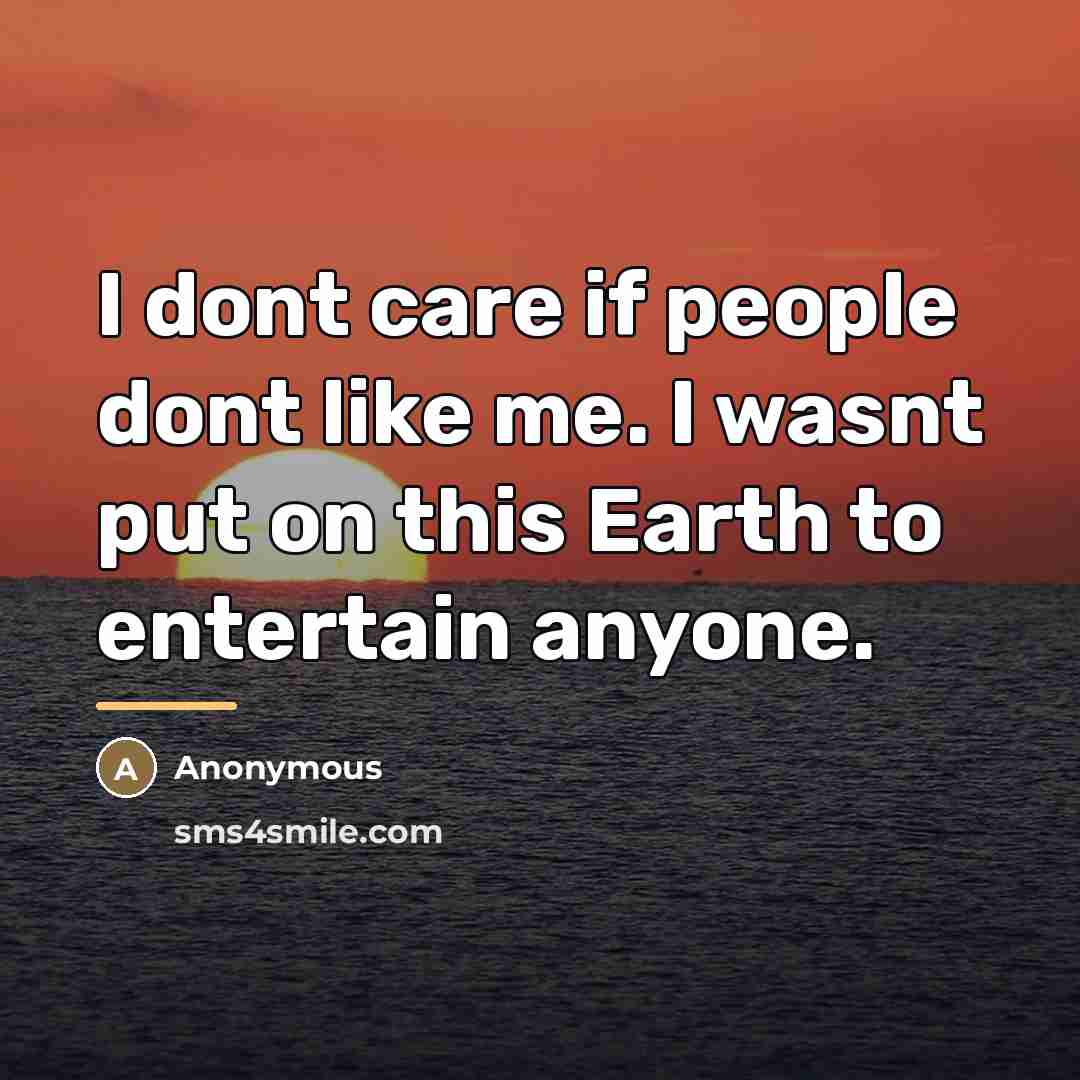 “I dont care if people dont like me. I wasnt…” quote by Anonymous
