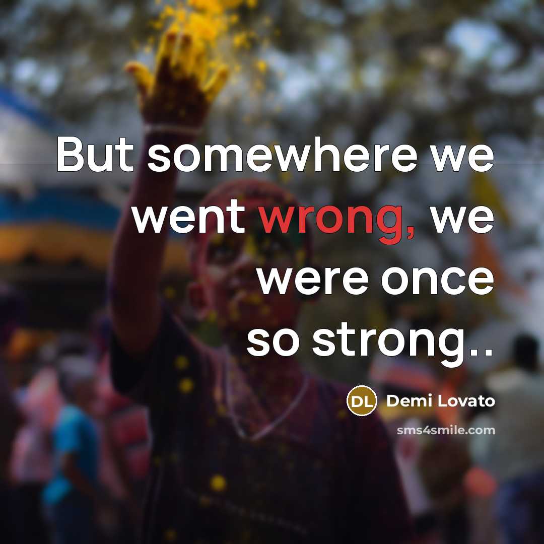 “But somewhere we went wrong, we were once so strong..…” quote by Demi Lovato