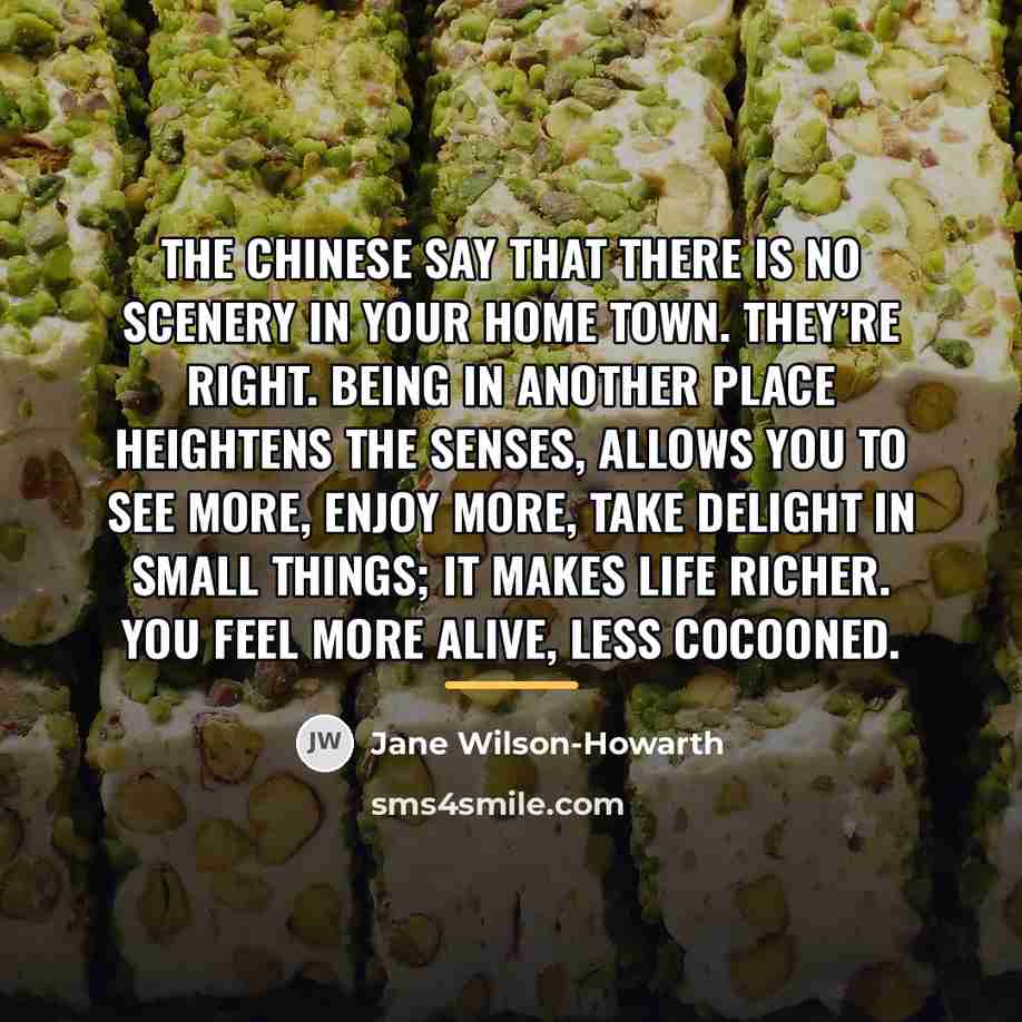 “The Chinese say that there is no scenery in your…” quote by Jane Wilson-Howarth