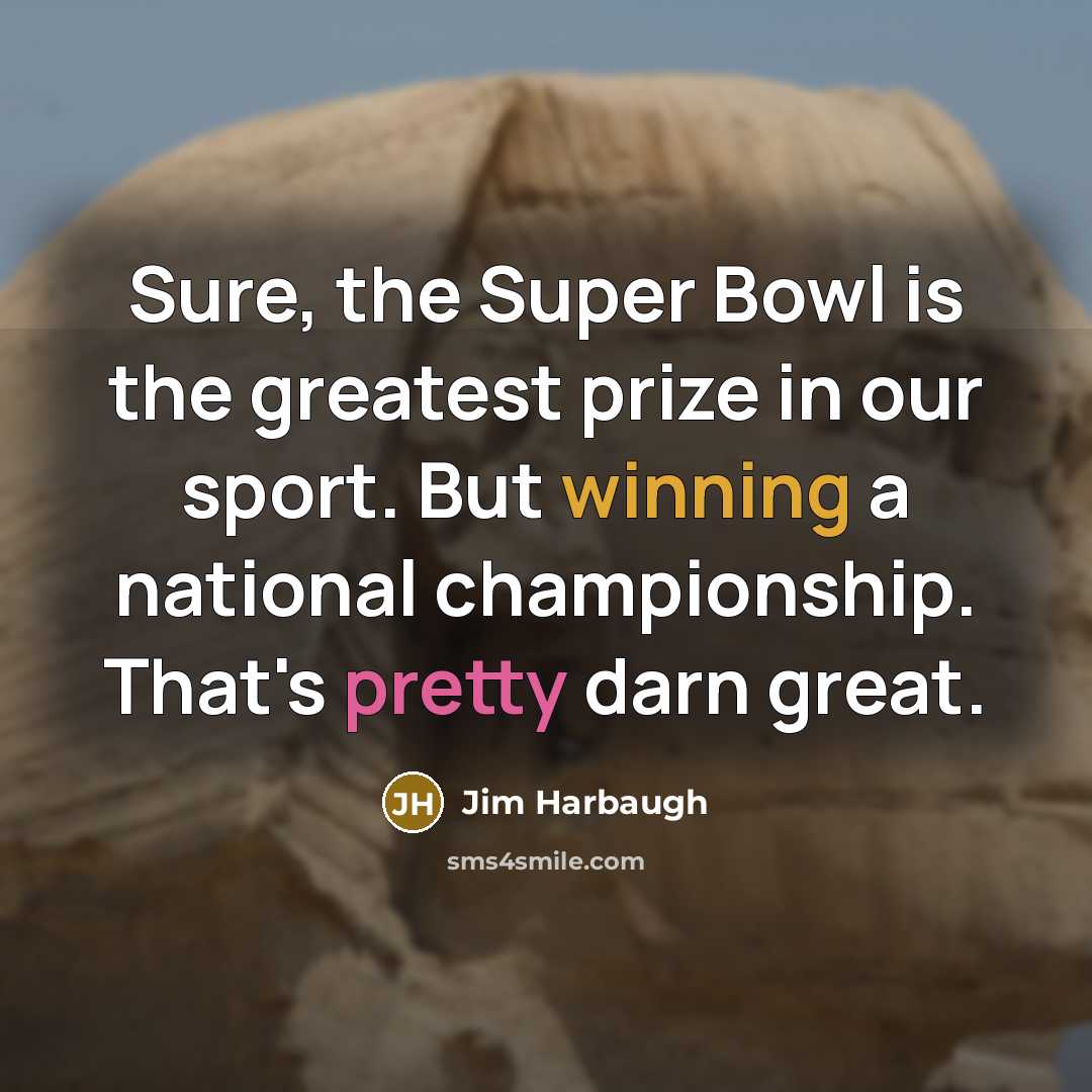 “Sure, the Super Bowl is the greatest prize in our…” quote by Jim Harbaugh