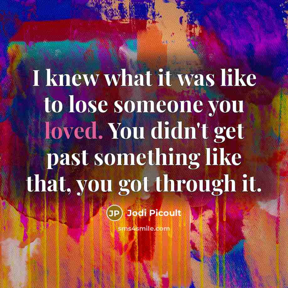 “I knew what it was like to lose someone you…” quote by Jodi Picoult