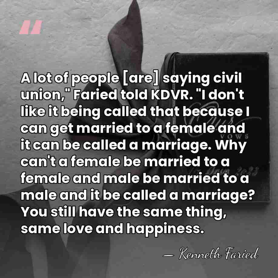 A lot of people [are] saying civil union," Faried told KDVR. "I&hellip; - Kenneth Faried