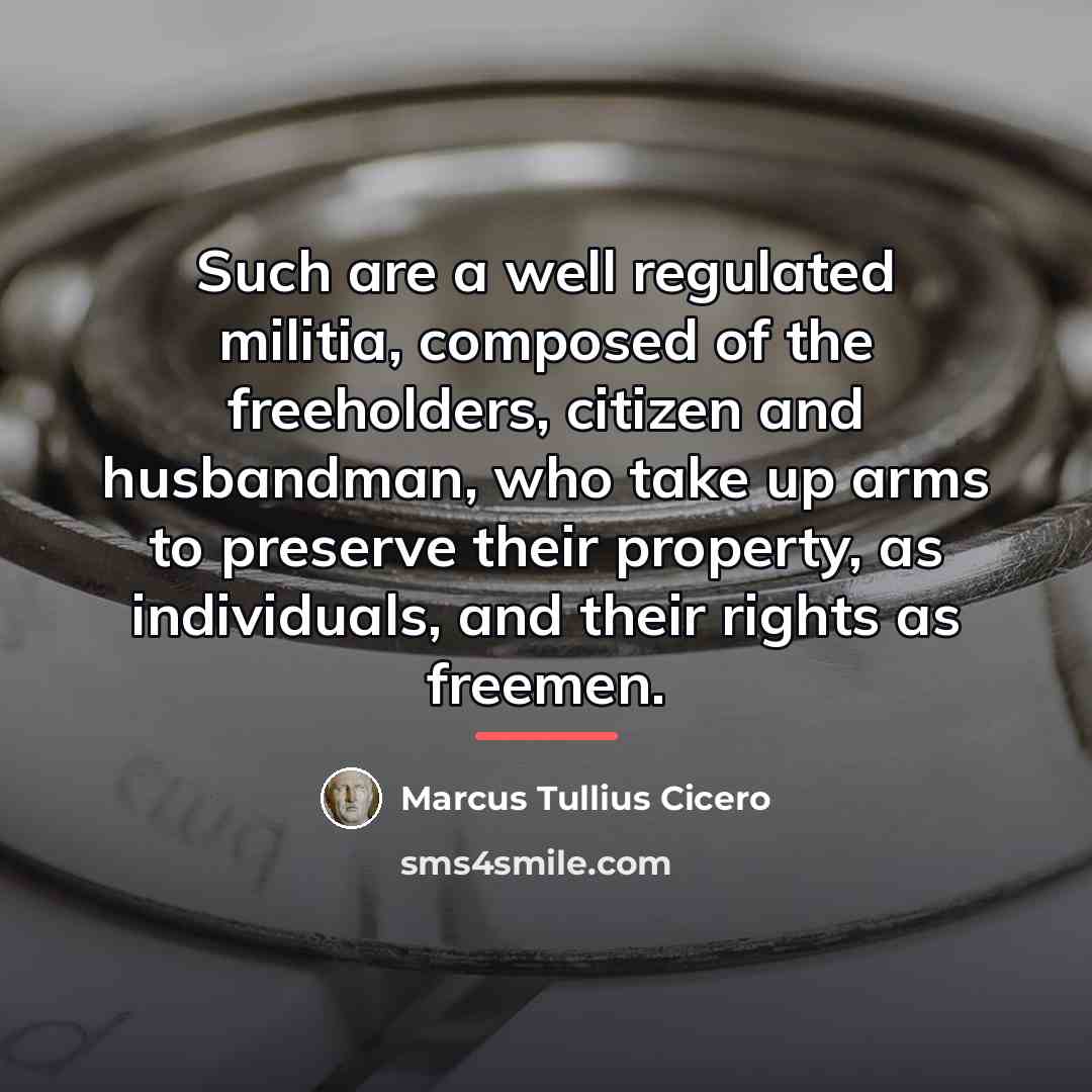 “Such are a well regulated militia, composed of the freeholders,…” quote by Marcus Tullius Cicero