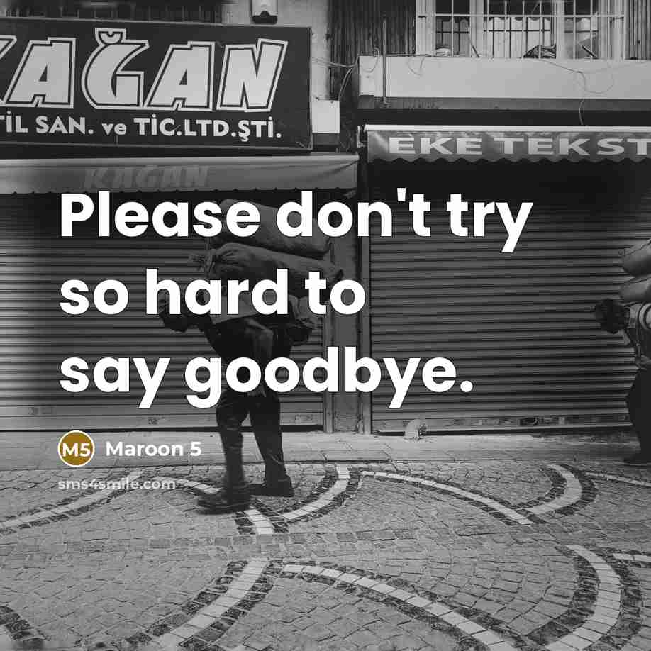 “Please don't try so hard to say goodbye.” quote by Maroon 5