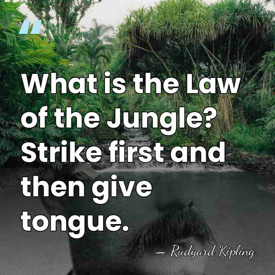 What is the Law of the Jungle? Strike first and then give&hellip; - Rudyard Kipling