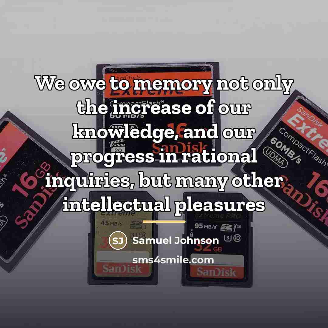 “We owe to memory not only the increase of our…” quote by Samuel Johnson