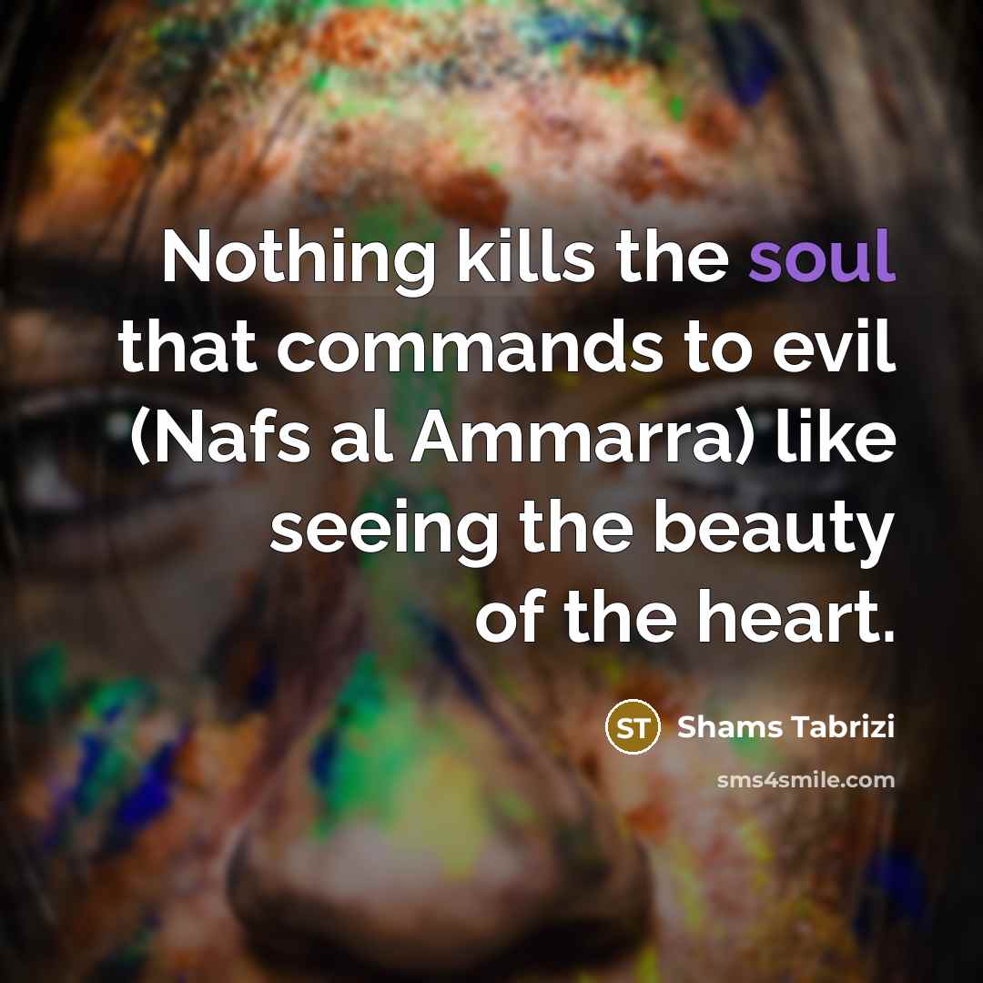 “Nothing kills the soul that commands to evil (Nafs al…” quote by Shams Tabrizi