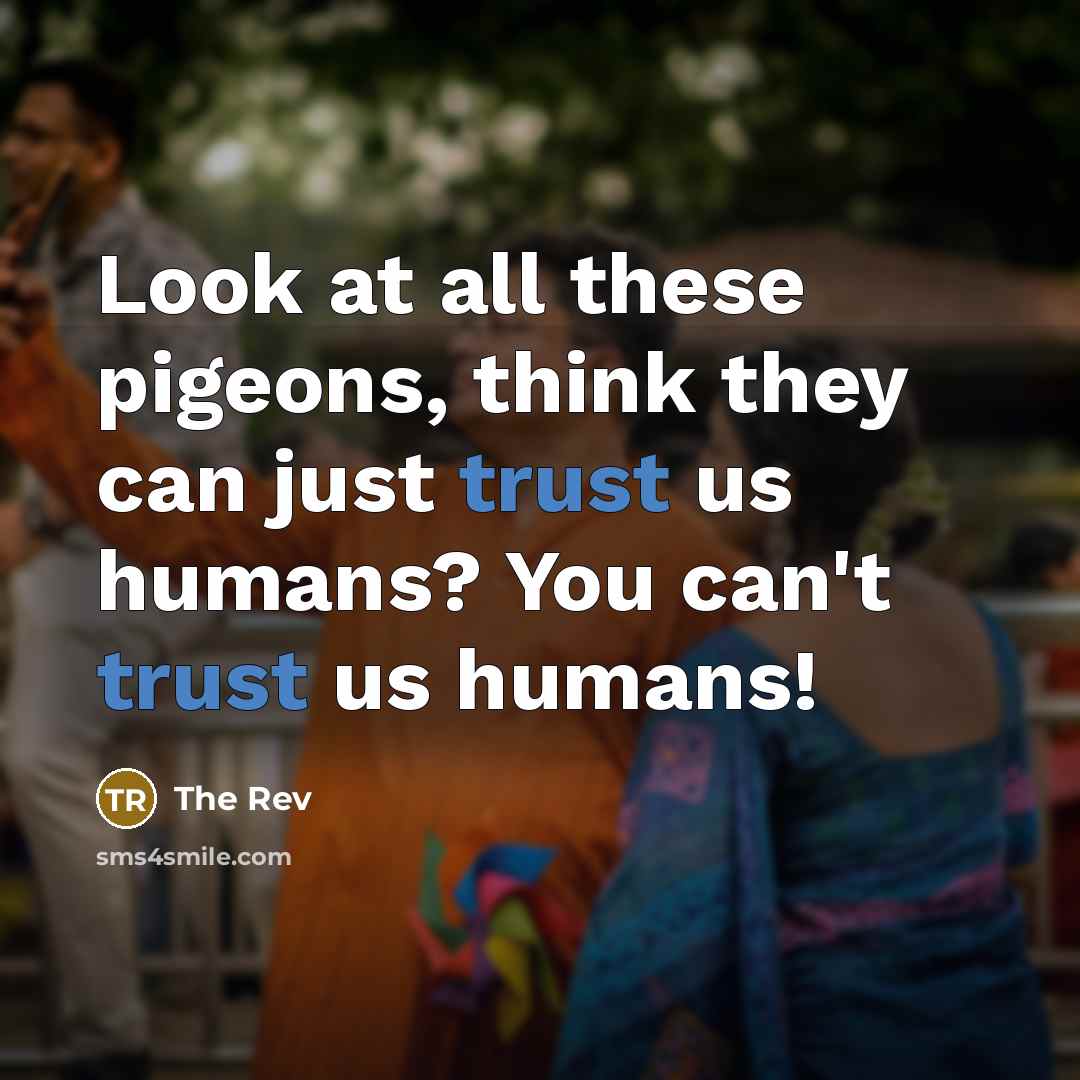 “Look at all these pigeons, think they can just trust…” quote by The Rev