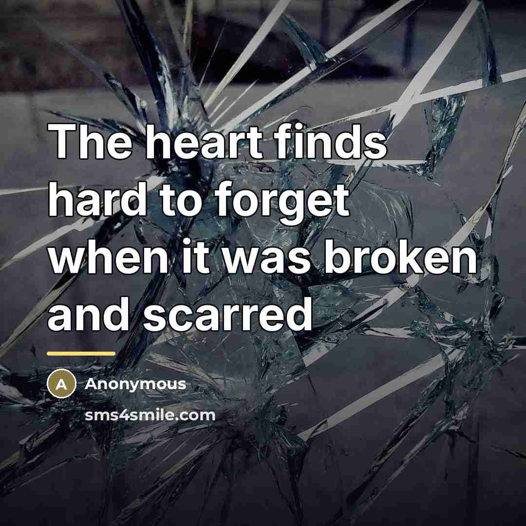 “The heart finds hard to forget when it was broken…” quote by Anonymous