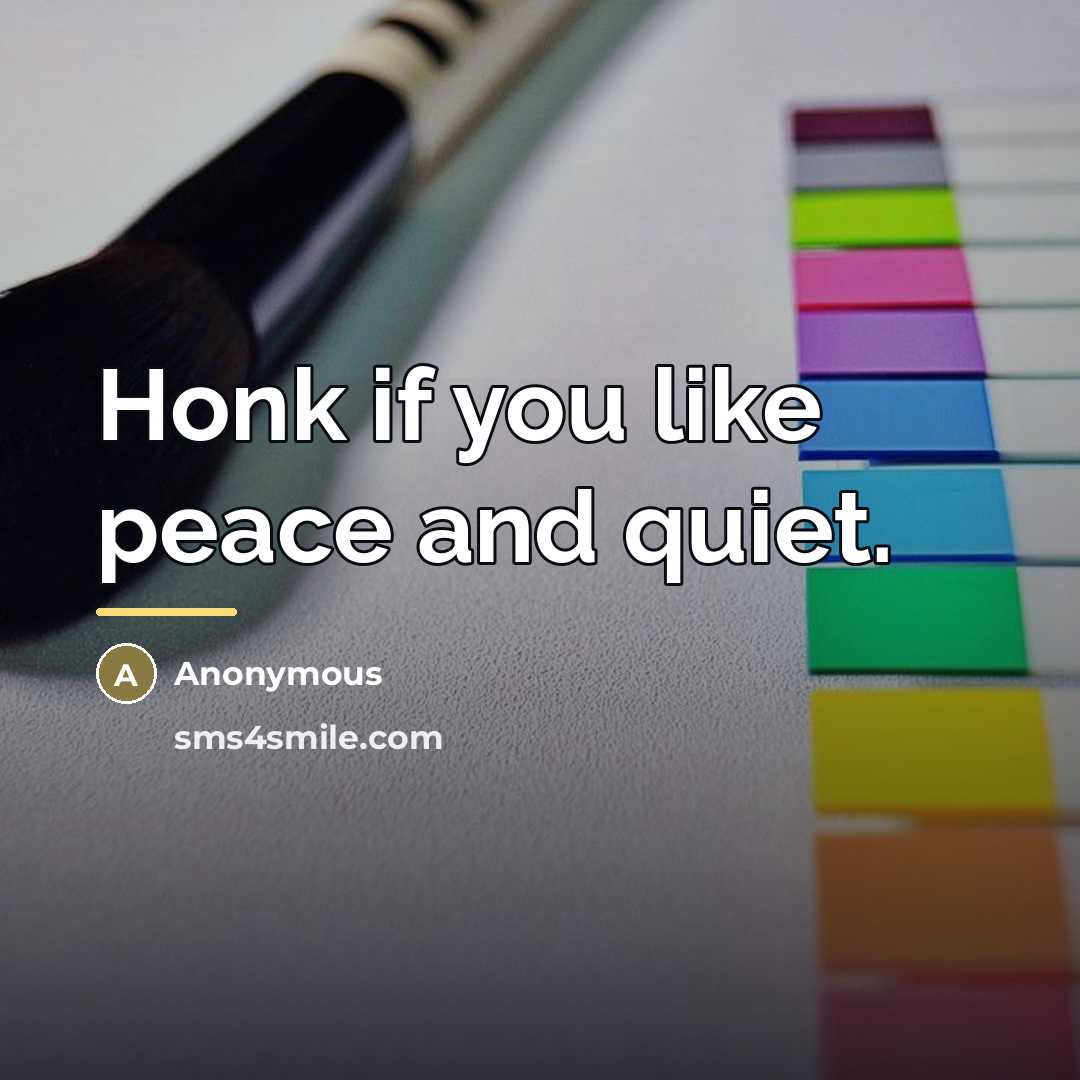 “Honk if you like peace and quiet.…” quote by Anonymous