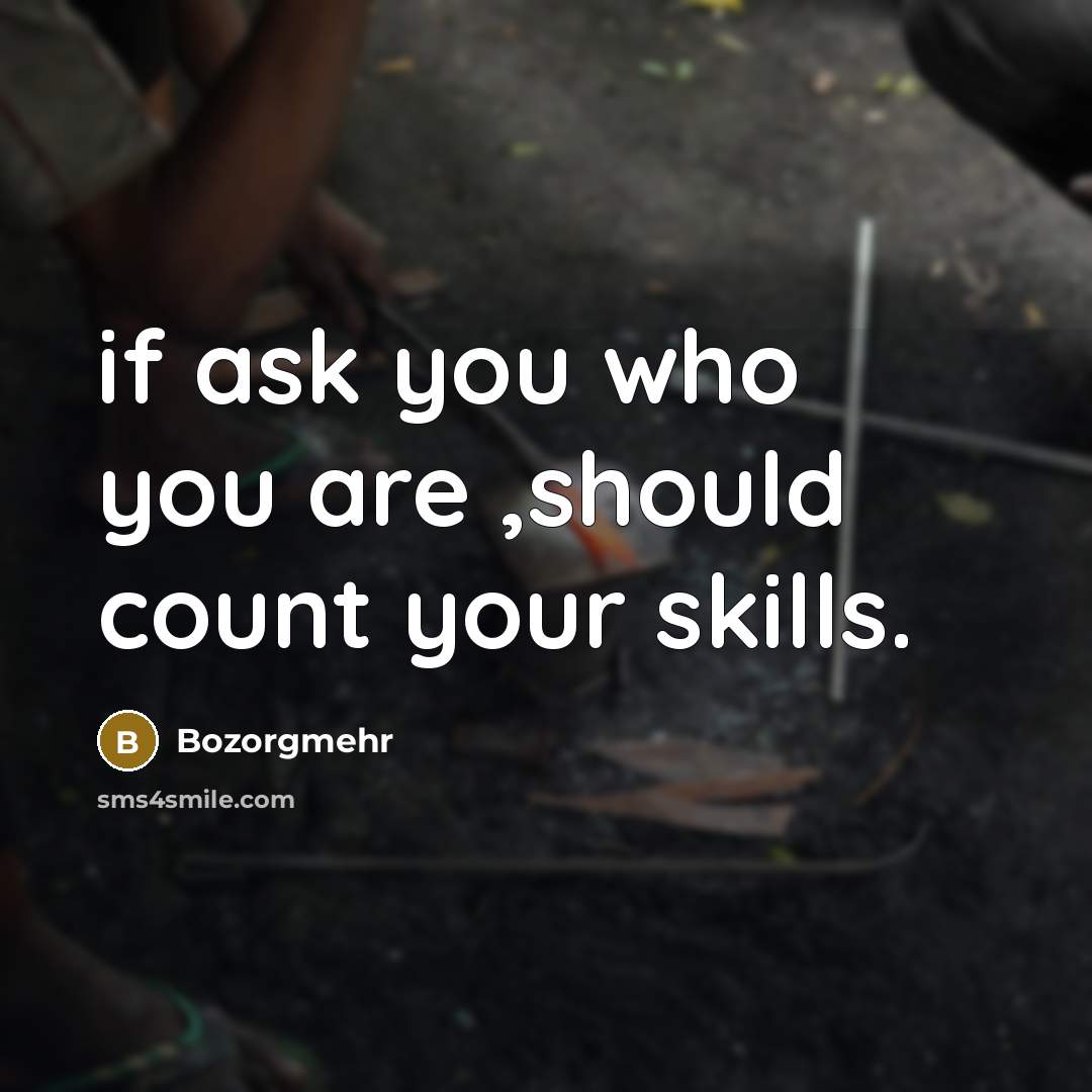 “if ask you who you are ,should count your skills.…” quote by Bozorgmehr