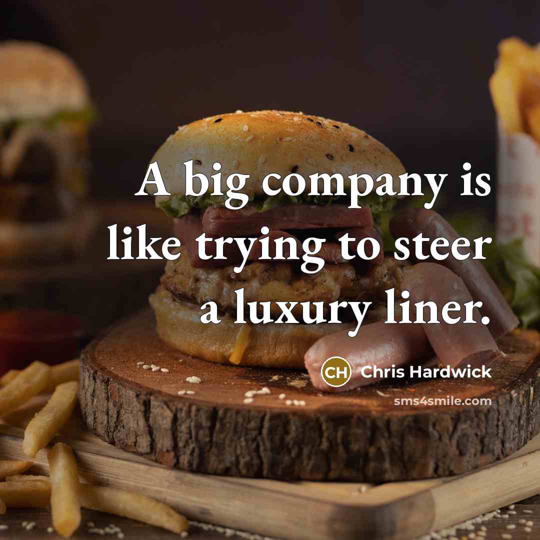 “A big company is like trying to steer a luxury…” quote by Chris Hardwick