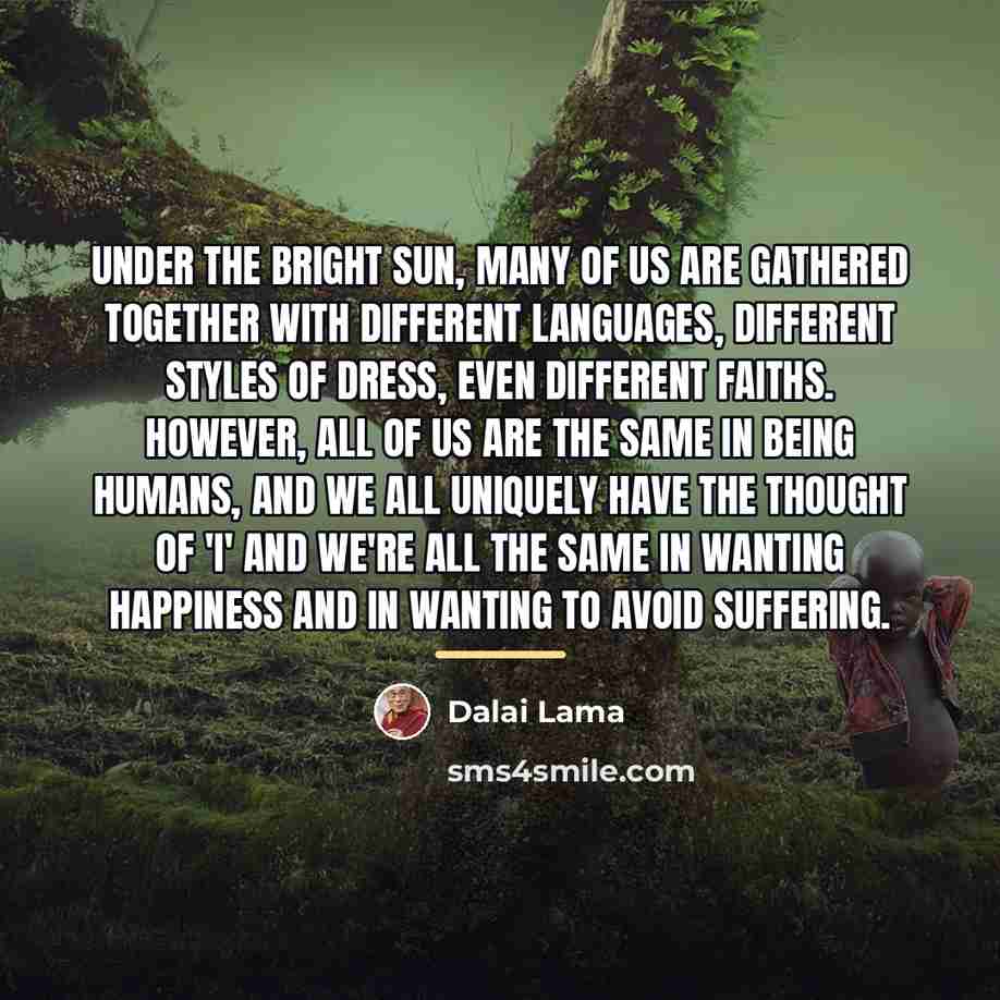 “Under the bright sun, many of us are gathered together…” quote by Dalai Lama