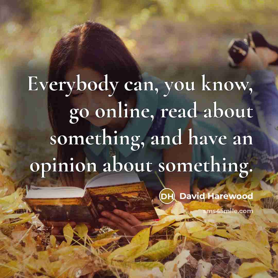 “Everybody can, you know, go online, read about something, and…” quote by David Harewood