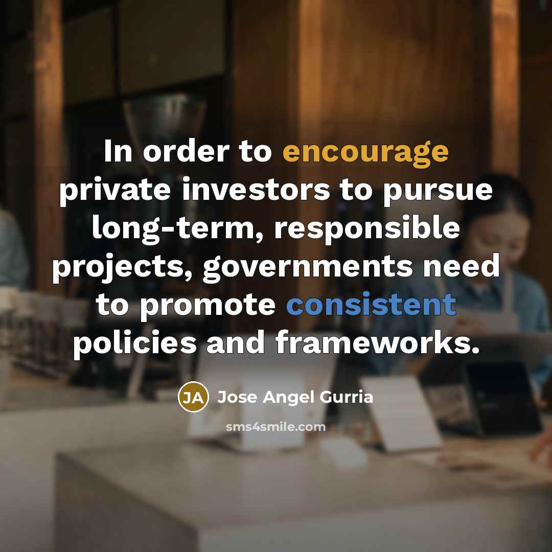 “In order to encourage private investors to pursue long-term, responsible…” quote by Jose Angel Gurria