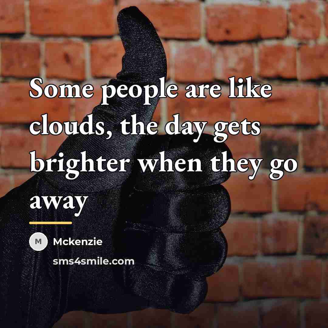 “Some people are like clouds, the day gets brighter when…” quote by Mckenzie