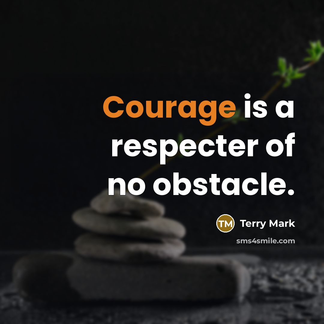 “Courage is a respecter of no obstacle.…” quote by Terry Mark