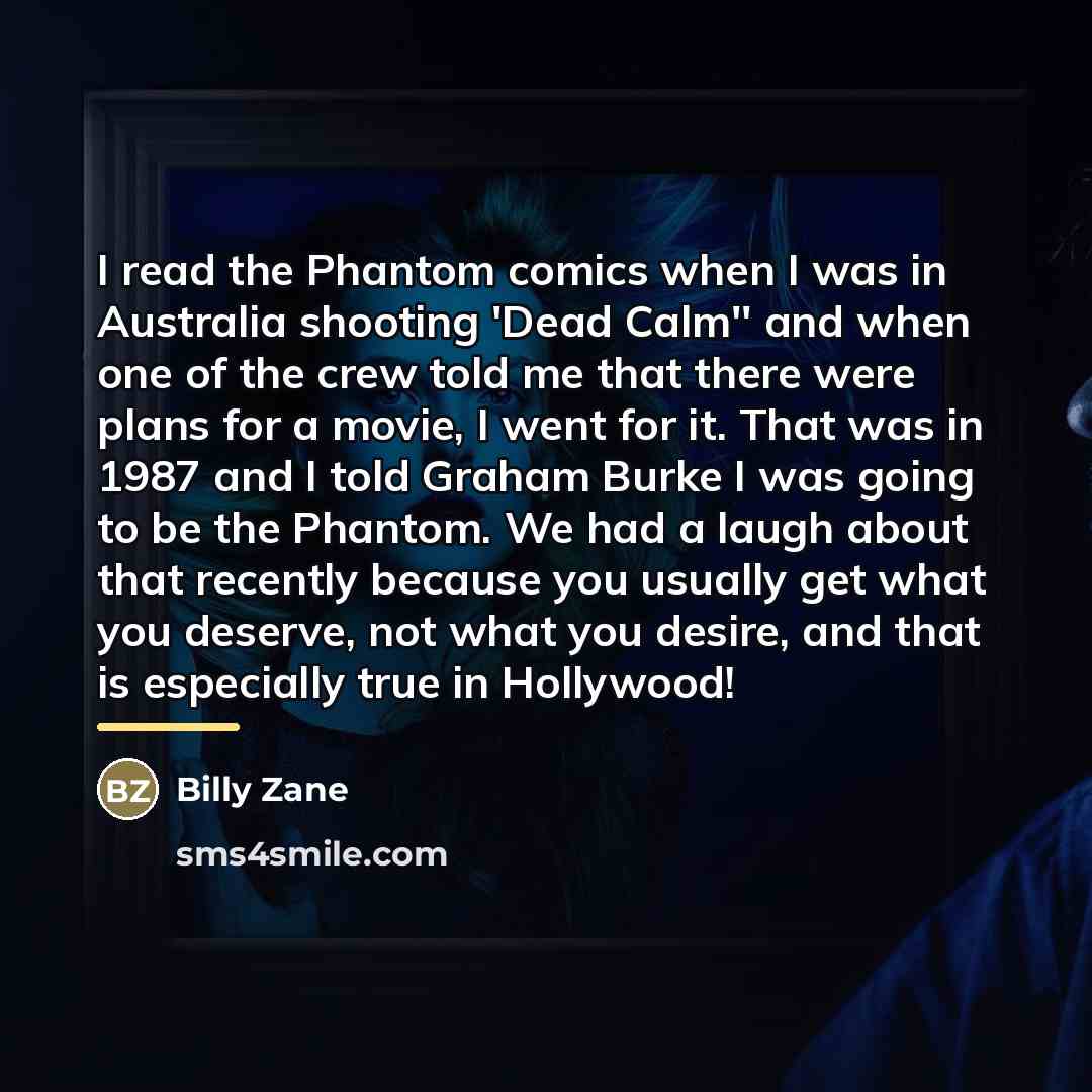 “I read the Phantom comics when I was in Australia…” quote by Billy Zane