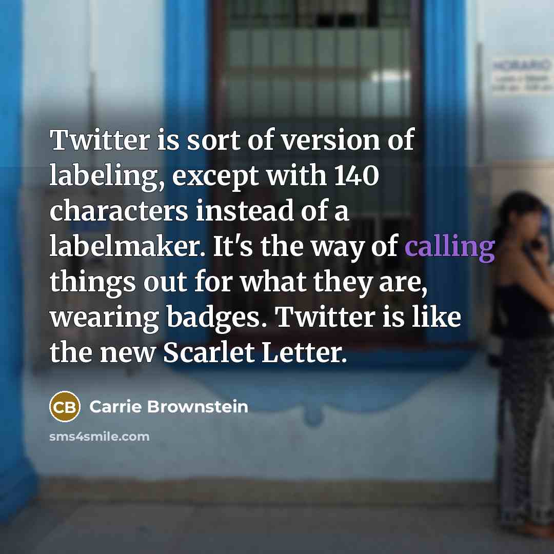 “Twitter is sort of version of labeling, except with 140…” quote by Carrie Brownstein