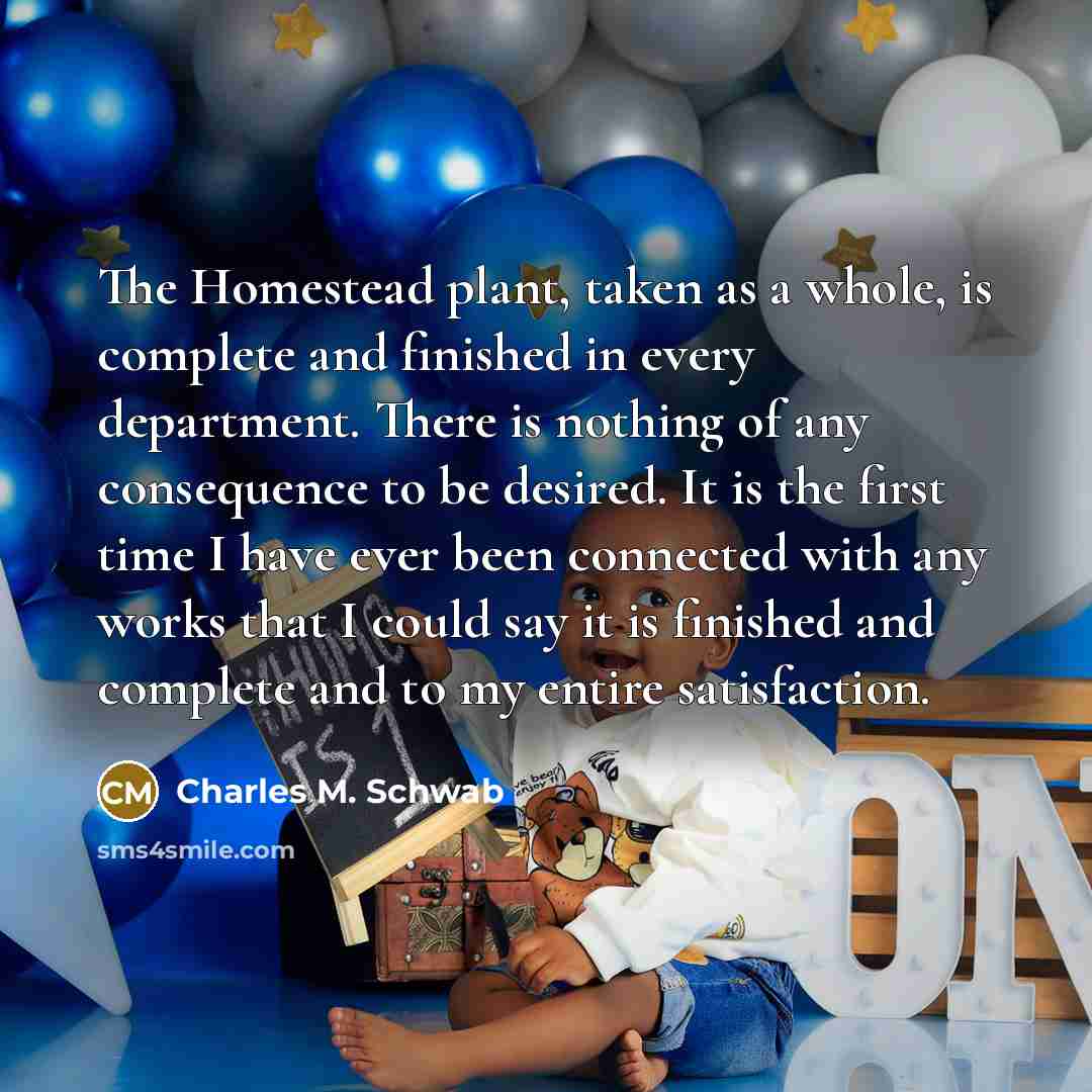 “The Homestead plant, taken as a whole, is complete and…” quote by Charles M. Schwab