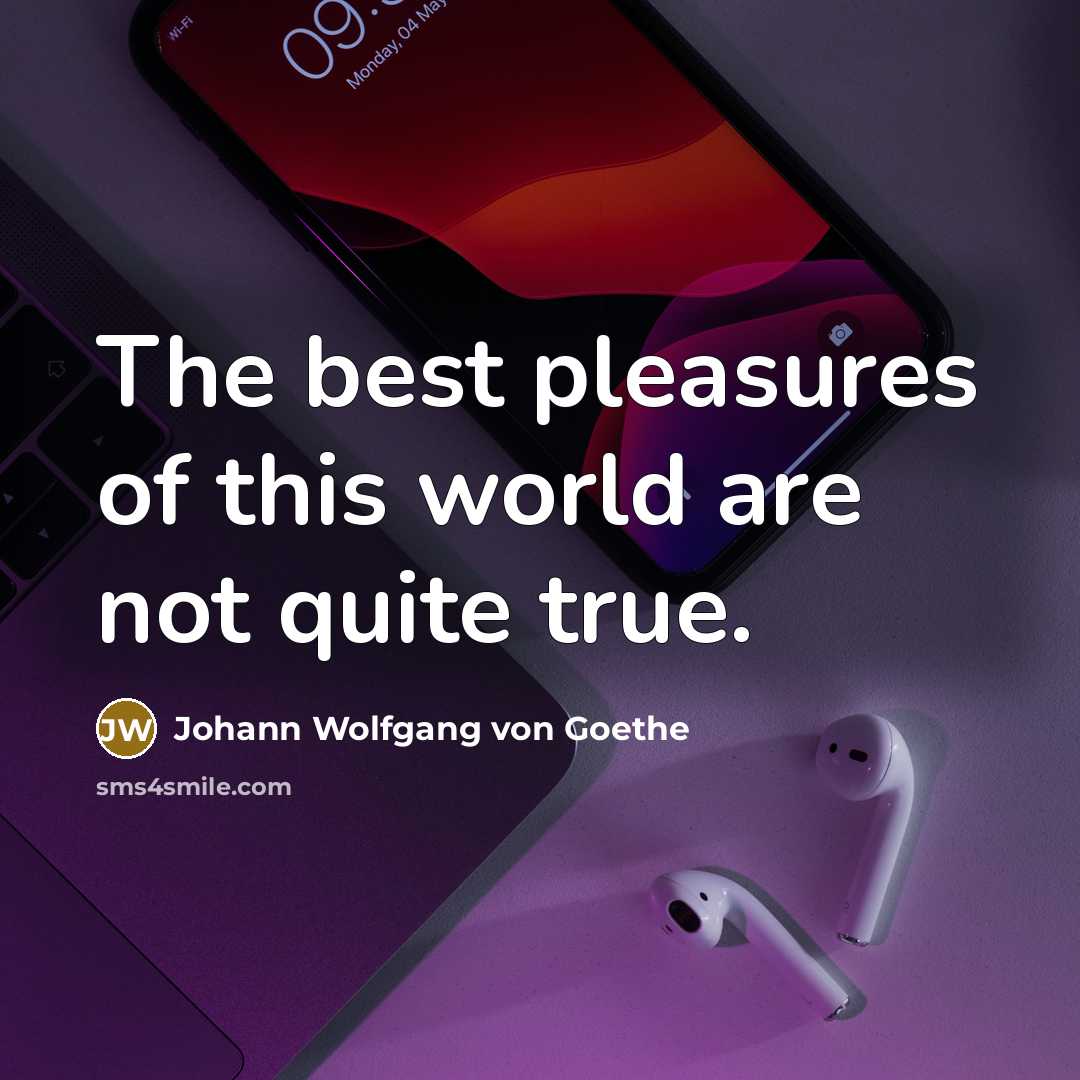 “The best pleasures of this world are not quite true.…” quote by Johann Wolfgang von Goethe