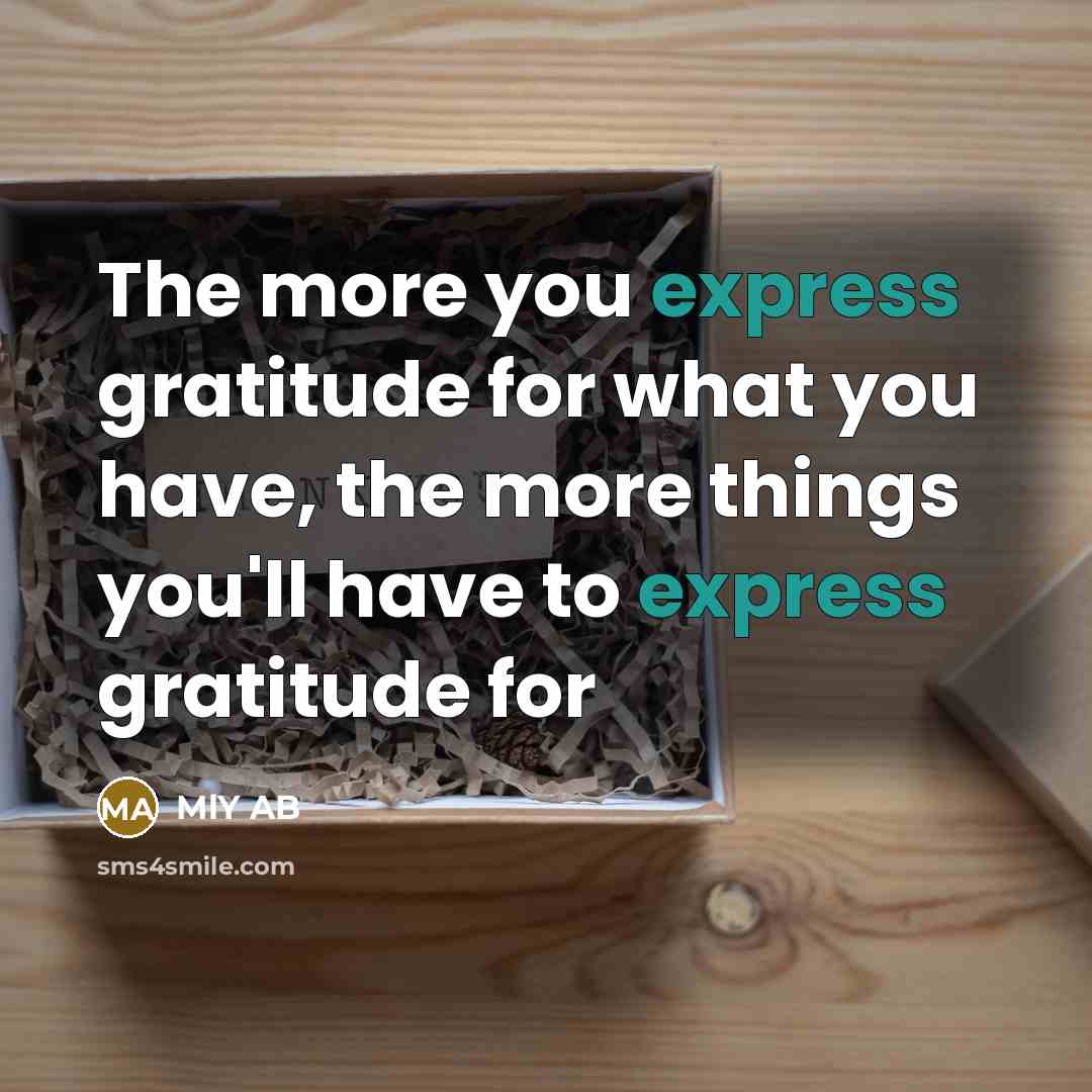 “The more you express gratitude for what you have, the…” quote by MlY AB
