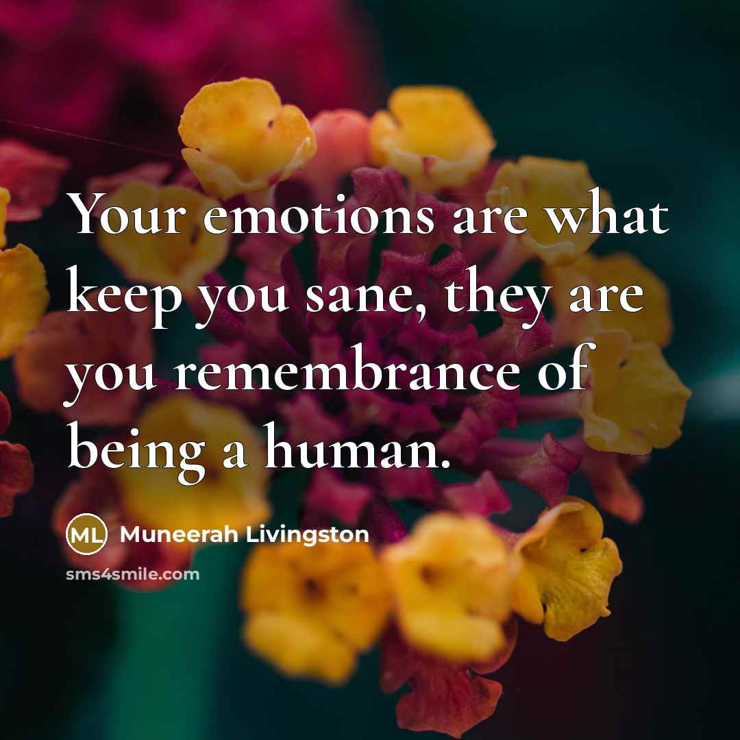 “Your emotions are what keep you sane, they are you…” quote by Muneerah Livingston