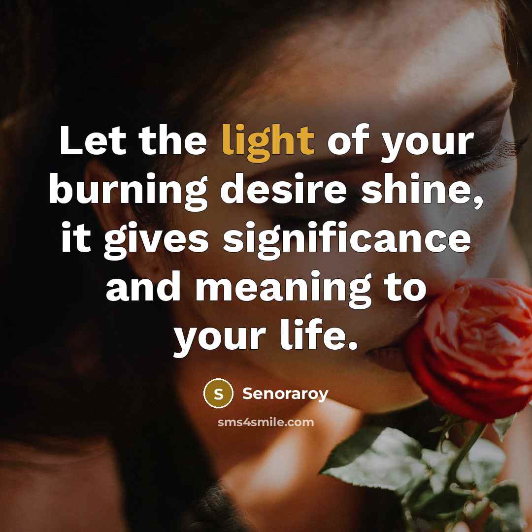 “Let the light of your burning desire shine, it gives…” quote by Senoraroy