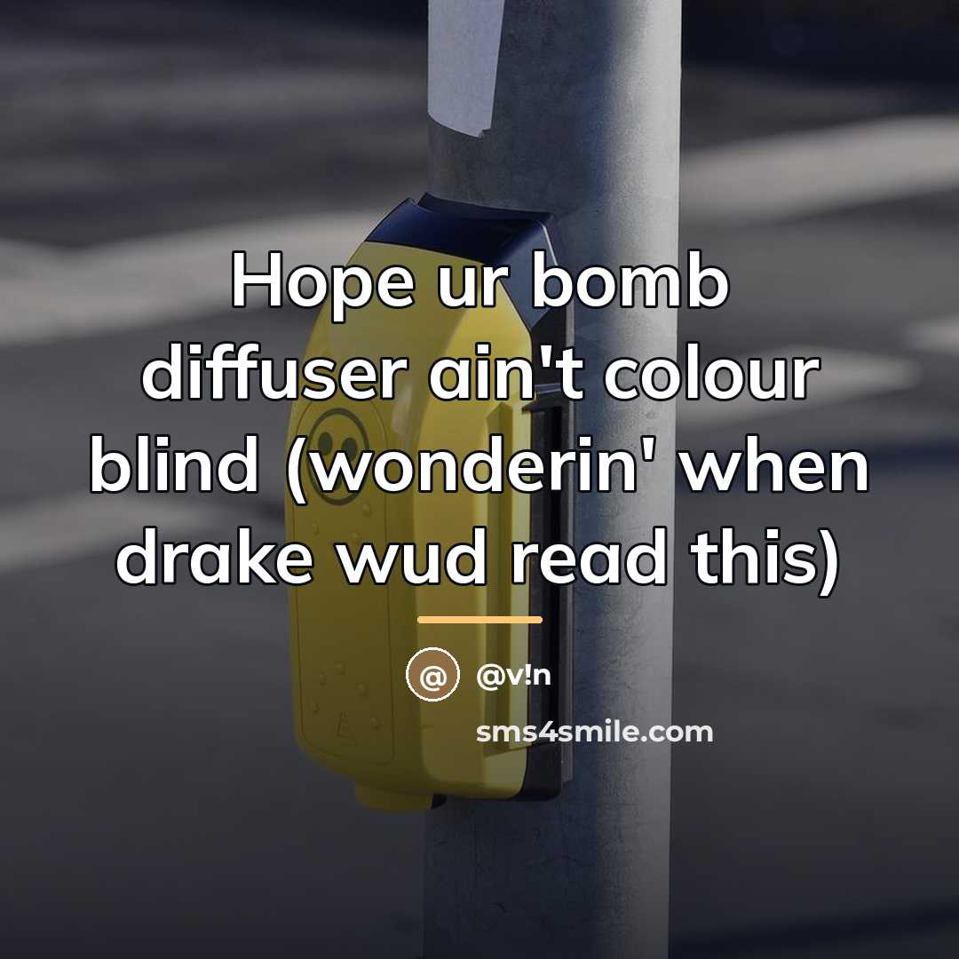“Hope ur bomb diffuser ain't colour blind (wonderin' when drake…” quote by @v!n