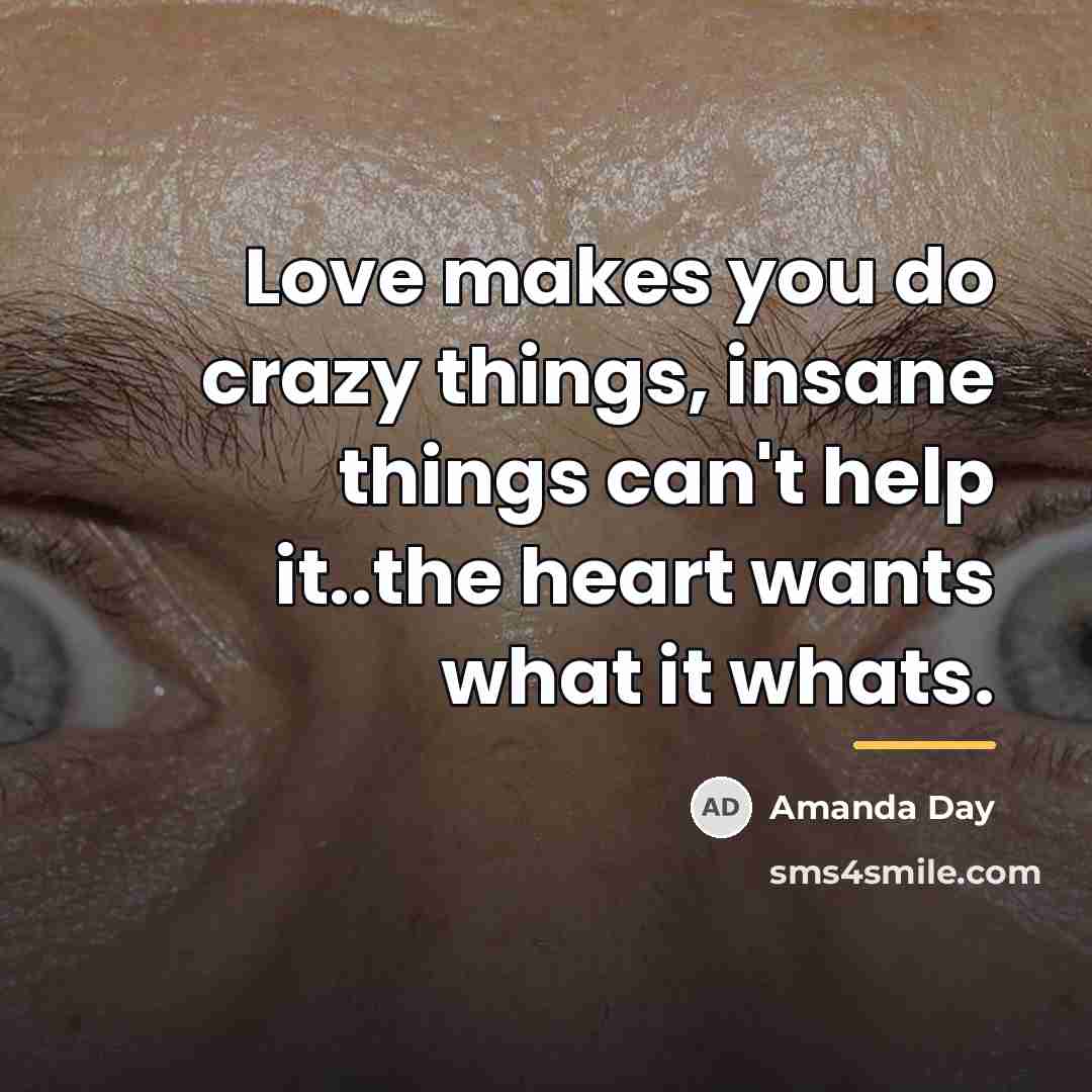 “Love makes you do crazy things, insane things can't help…” quote by Amanda Day