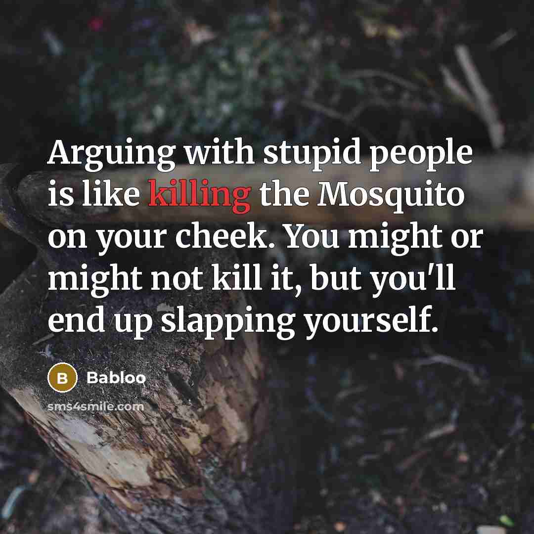 “Arguing with stupid people is like killing the Mosquito on…” quote by Babloo