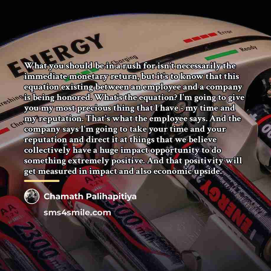 “What you should be in a rush for isn't necessarily…” quote by Chamath Palihapitiya
