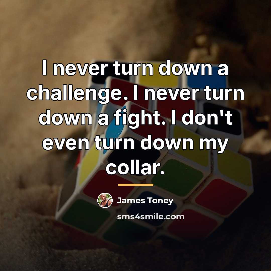 “I never turn down a challenge. I never turn down…” quote by James Toney