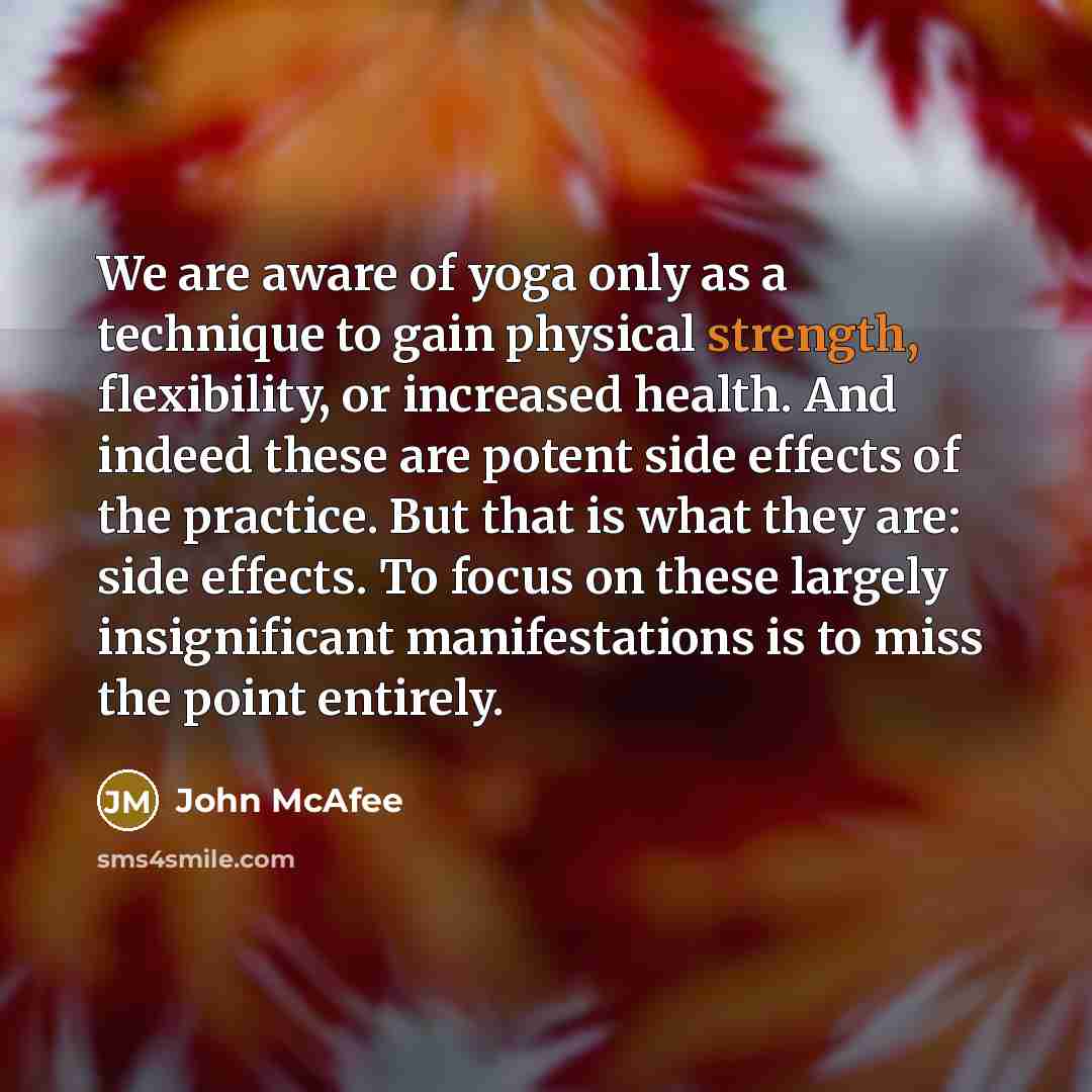 “We are aware of yoga only as a technique to…” quote by John McAfee