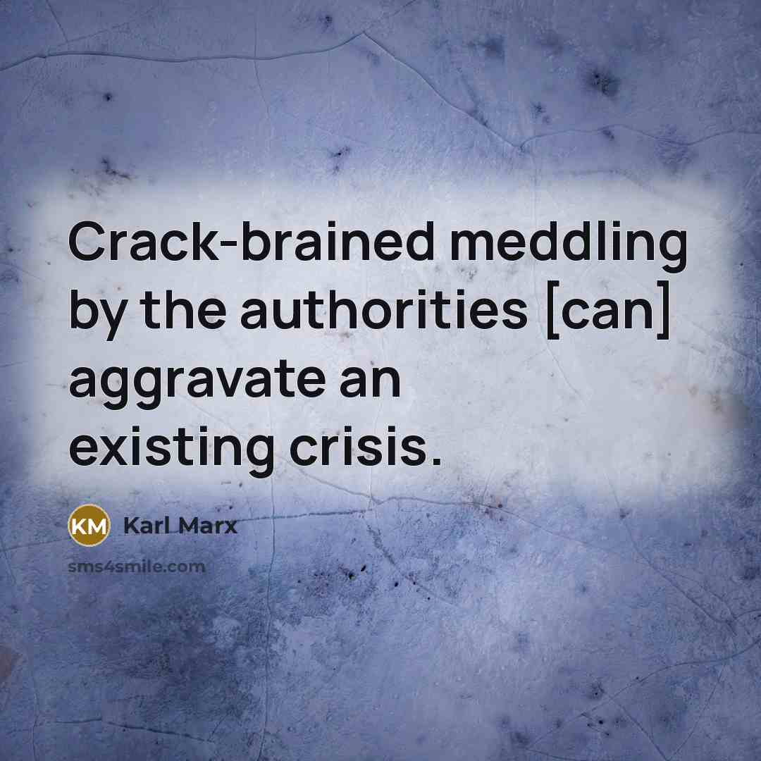 “Crack-brained meddling by the authorities [can] aggravate an existing crisis.…” quote by Karl Marx