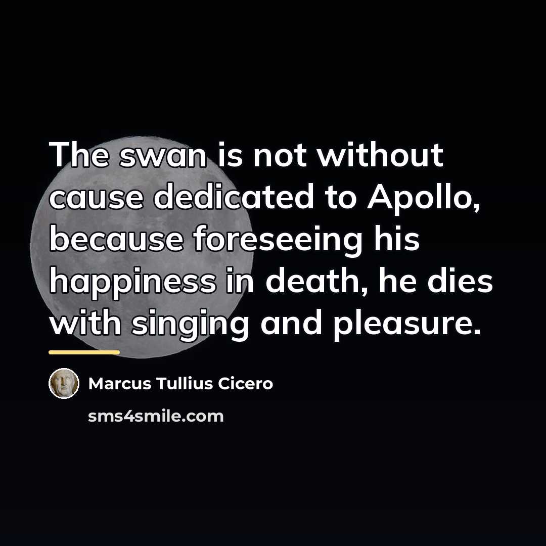 “The swan is not without cause dedicated to Apollo, because…” quote by Marcus Tullius Cicero
