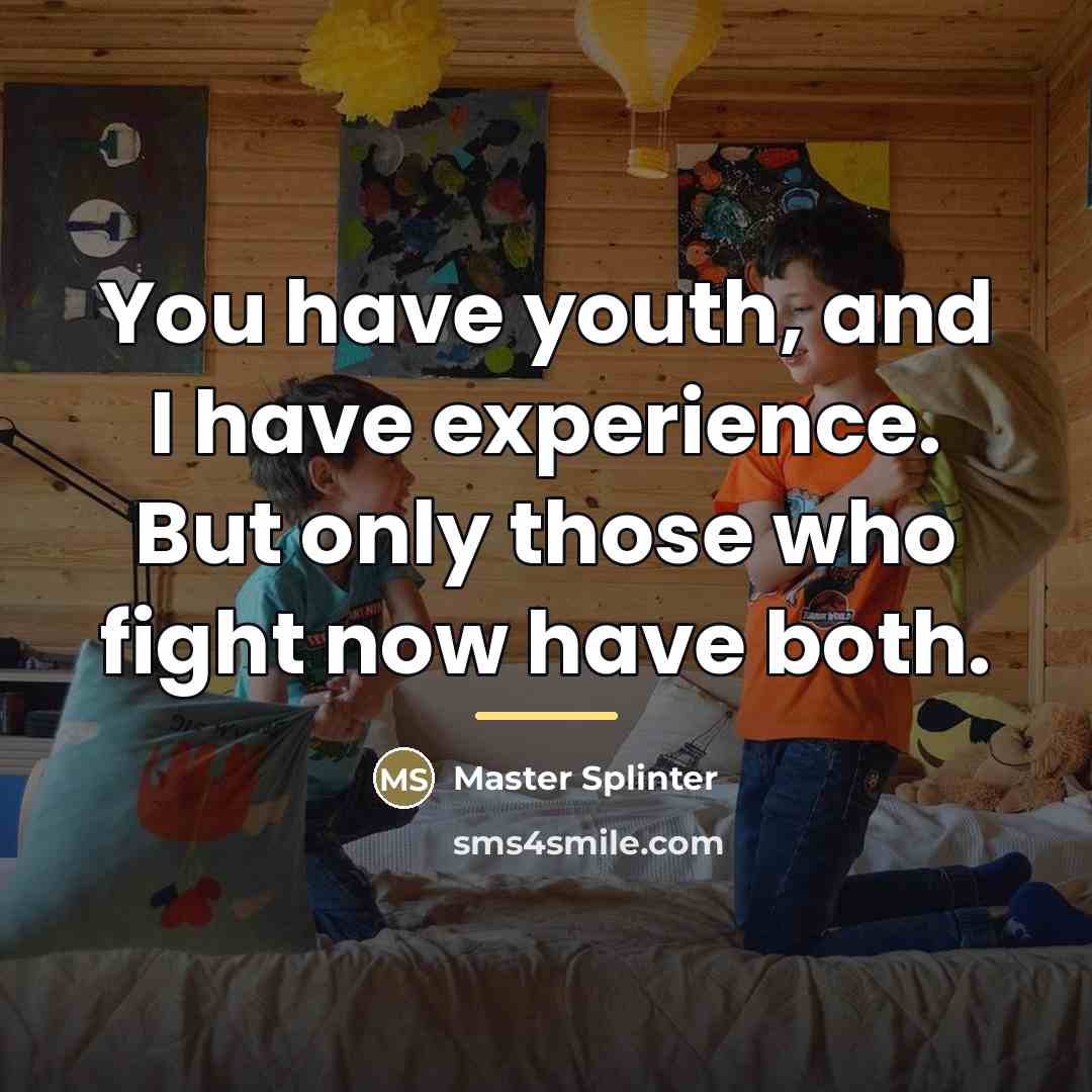 “You have youth, and I have experience. But only those…” quote by Master Splinter
